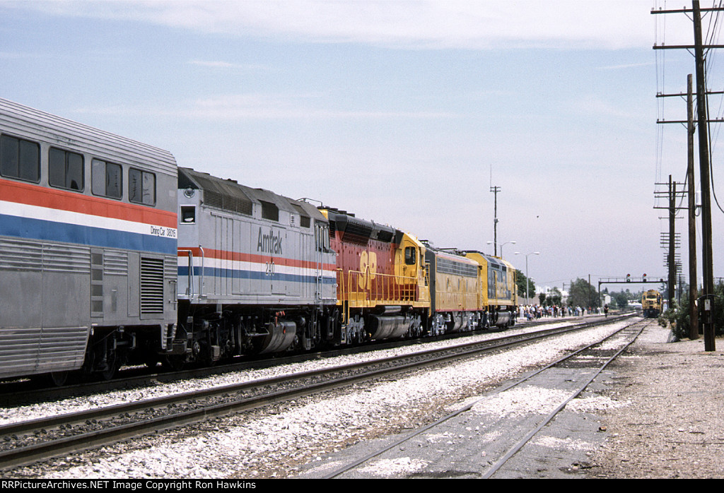 ATSF 5998, UP 951, SP 3201, and AMTK 240